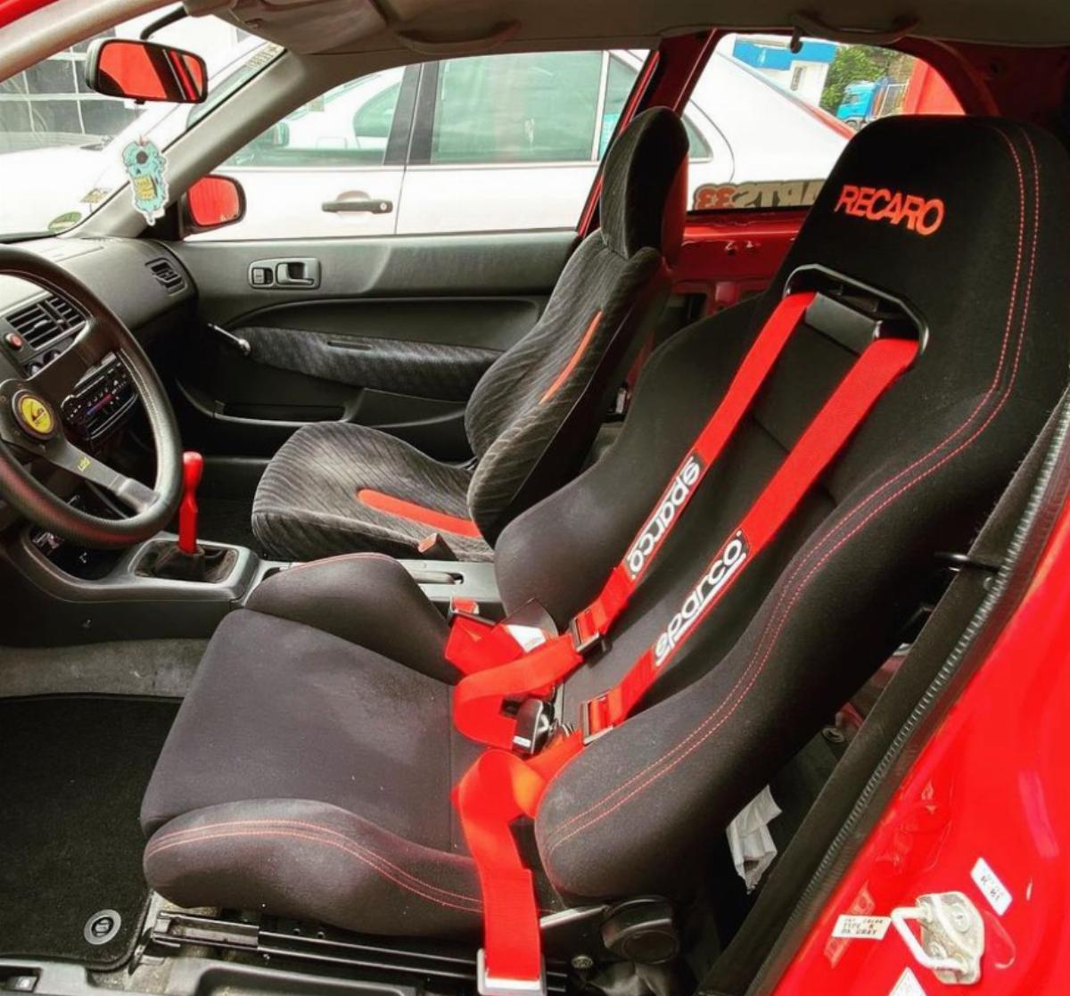 RECARO SR5 Speed Sportsitz Perlon Velours schwarz mit roten Doppelnähten  für Honda ✓ AKR Performance